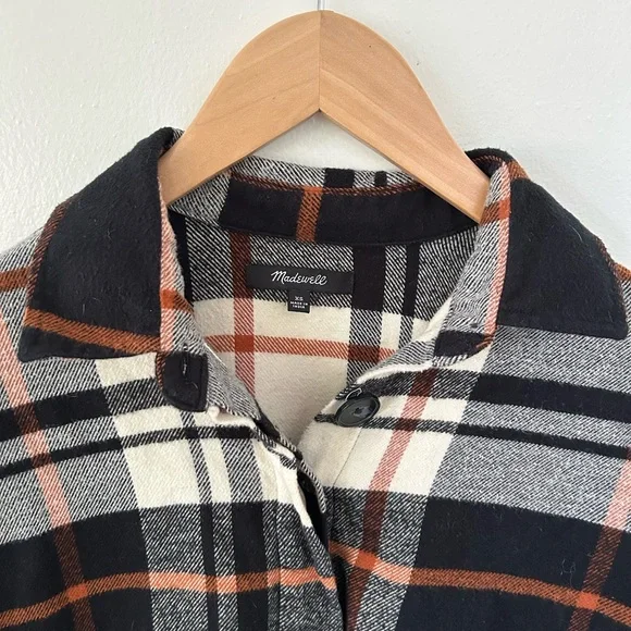 Madewell Checkered Shirt in Black, White, and Brown - Picture 3 of 5